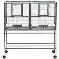  ACQUIRE Metal Bird Cage For Finch Canaries Parakeets Cockatiels With Rolling Stand, Removable Metal Tray, Wood Perch