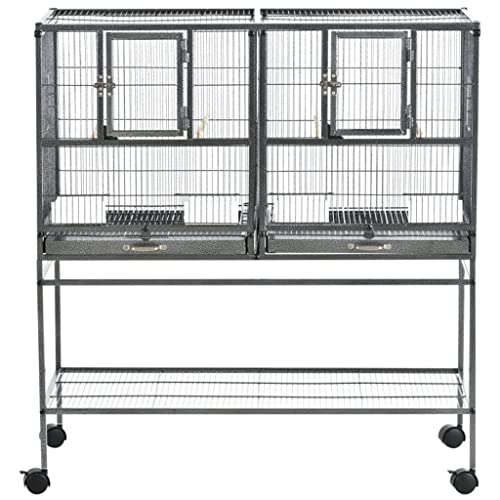  ACQUIRE Metal Bird Cage For Finch Canaries Parakeets Cockatiels With Rolling Stand, Removable Metal Tray, Wood Perch