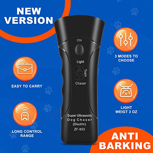  Anti Barking Device, 3 Mode Upgraded Dual Sensor Dog Barking Control Devices, 33Ft Ultrasonic Dog Barking Deterrent Pet Behavior Training Tool For Almost Dogs Indoor Outdoor