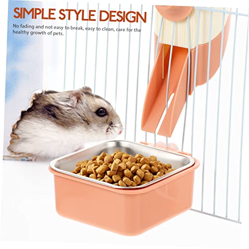  NOGRAX 4 Sets Rabbit Rat Supply Dispenser Cage Accessory Food Animal Cats Reusable Pigs Container Bird Bowls Feeding Steel Hamster Dogs Pet Small Ferrets Parrots Guinea Pig Pink Hanging Feeder