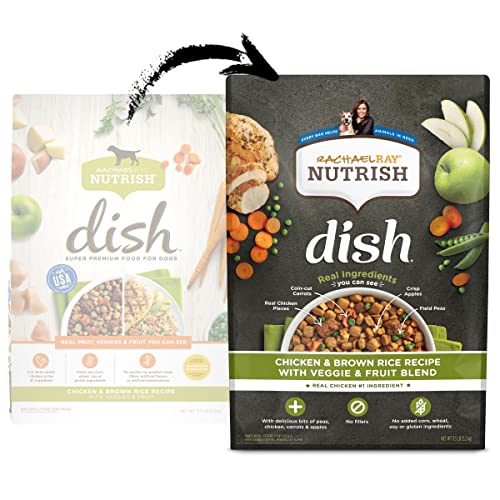  Rachael Ray Nutrish Dish Premium Dry Dog Food, Chicken & Brown Rice Recipe With Veggies & Fruit, 11.5 Pound