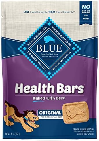  Blue Buffalo Health Bars Mini Natural Crunchy Dog Treats Biscuits, Apple & Yogurt 32-oz Box