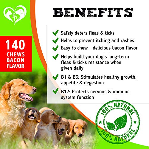  Beloved Pets Flea And Tick Prevention Chewable Pills For Dogs - Revolution Oral Flea Treatment For Pets - Pest Control & Natural Defense - Chewables Small Tablets Made In USA… (Bacon)