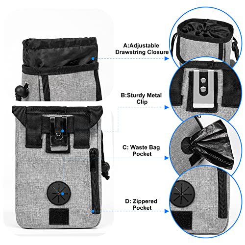  Airline Approved Dog Travel Bag With 2 Dog Treat Training Pouches, Dog Tote Organizer For Weekend Pet Travel Supplies & Accessories, 2 Collapsible Dog Bowls, 2 Travel Dog Food Container (Grey)