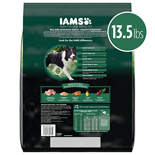  Iams Advanced Health Adult Healthy Digestion Dry Dog Food With Real Chicken, 13.5 Lb. Bag