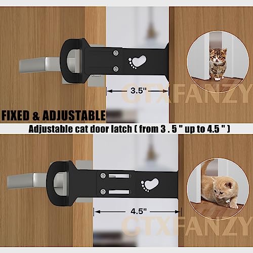  Adjustable Cat Door Holder Latch - 2PCS Black Pet Door Latch Made Of Durable Metal - Cat Door Alternative To Keep Dogs And Kids Out Of Rooms, Litter Boxes And Food, No Measuring, Easy To Install