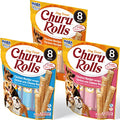  INABA Churu Rolls For Dogs, Grain-Free, Soft/Chewy Baked Chicken Wrapped Churu Filled Dog Treats, 0.42 Ounces Each Stick| 24 Stick Treats Total (8 Sticks Per Pack), 3 Flavor Variety Pack (24 Sticks)