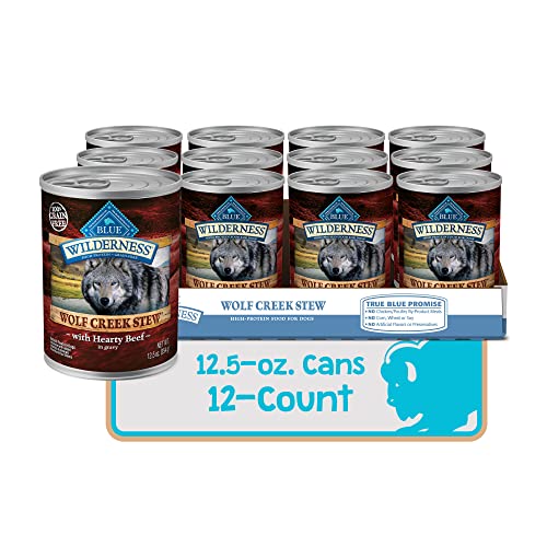  Blue Buffalo Wilderness Wolf Creek Stew High Protein, Natural Wet Dog Food, Hearty Beef Stew In Gravy 12.5-oz Cans (Pack Of 12)
