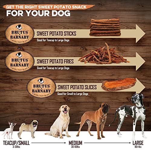  BRUTUS & BARNABY Sweet Potato Dog Treats- No Additive Dehydrated Sweet Potato Fries, Grain Free, Gluten Free And No Preservatives Added (14 Oz)