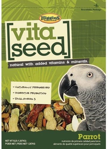  Higgins Vita Seed Parrot Food 5 Lb Bag, Great For Large Parrots, Macaws And All Large Birds