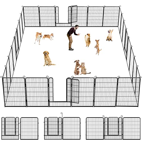  Jhsomdr 40" Outdoor Dog Fence Portable Dog Playpen For Small Medium Large Dogs, Dog Kennel Outdoor 28 Panels Pet Playpen Heavy Duty Dog Play Pens For Puppys Dog Fence For RV Camping