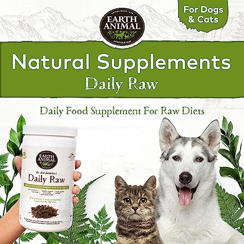  Earth Animal Daily Raw Cat Food & Raw Dog Food Topper - Complete Cat & Dog Vitamins Supplement, 1 Pound
