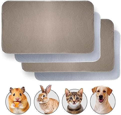  JT Pet Guinea Pig Cage Liner - Pack Of 4 Washable Pee Pads For Dogs, Smooth Fleece Guinea Pig Bedding For Cage & Crates, Reusable & Waterproof Puppy Pee Pads - 36x24 Inches, Brown Grey