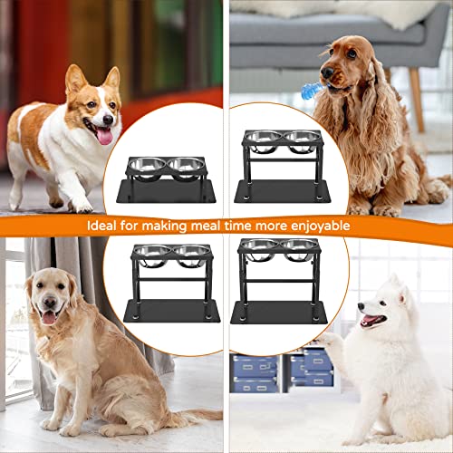  DiroPet Elevated Dog Bowls 4 Height Adjustable Raised Dog Bowl With 2 Stainless Steel Dog Food Bowls,Silicone Placemat,Non-Slip Stand For Large Medium Small Dogs And Pets