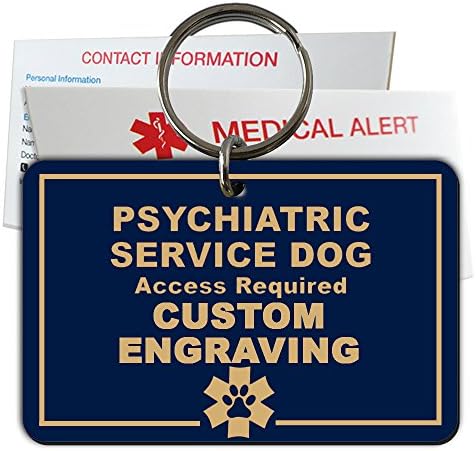  My Identity Doctor Psychiatric Service Dog ID Tag Custom Engraved Rectangle Plastic - Blue - Medium