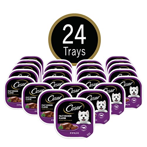  CESAR Soft Wet Dog Food Classic Loaf In Sauce Filet Mignon Flavor, (24) 3.5 Oz. Easy Peel Trays