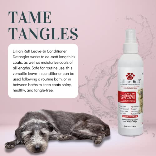  Lillian Ruff Ultra-Brightening Professional Whitening Shampoo For Dogs & Leave-in Dog Conditioner Detangler Spray Set - PH-Balanced Dog Whitening Shampoo & No Rinse Hydrating Dog Conditioning Spray