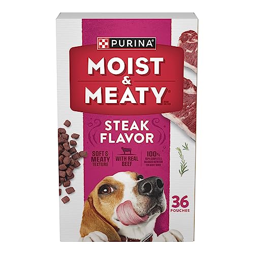  Purina Moist And Meaty Steak Flavor Soft Dog Food Pouches - 36 Ct. Pouch