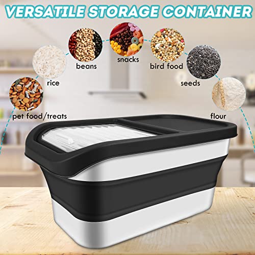  YECERCAN Dog Food Storage Container, Pet Food Container With Removable Sliding Lid, 10-13lb Collapsible Dog Food Bin With Scoop For Pets Food/Rice/Flour/Cereals Storage