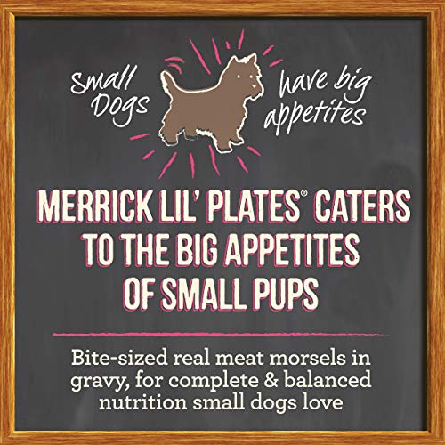  Merrick Lil' Plates Grain Free Small Dog Food, Teeny Texas Steak Tips Dinner Recipe, Wet Dog Food - (12) 3.5 Oz. Tubs