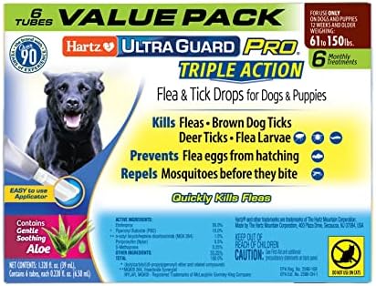  Hartz UltraGuard Pro Topical Flea & Tick Prevention For Dogs And Puppies, 31-60 Lbs 6 Monthly Treatments