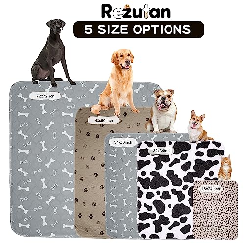  Pee Pads For Dogs Reusable Washable,2 Pack Well Made Dog Training Waterproof Pet Pads For Dog Bed Mat,Puppy Pads Extra Large ,Leak Proof Super Absorbent Whelping Pads ,48x60 Inch,Brown+Gray