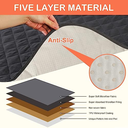  CBBPET Washable Dog Pee Pads Dog Pee Pad,Dog Bed Waterproof Dog Mat Non-Slip Puppy Potty Training Pads For Dogs (18*24-Grey*4-New)