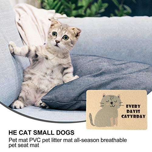  Outdoor Mats Cat Litter Mat, Cat Pad Cat Food Feeding Mat Pet Cushion Cat Litter Pad Washable Dog Cat Mat For Litter Boxes， Grey Cat Pattern Electric Litter Box