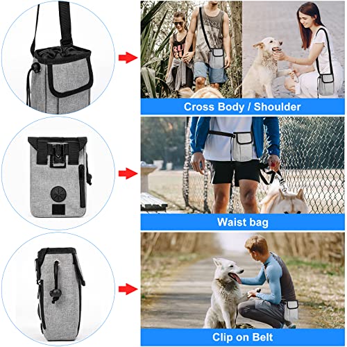  Airline Approved Dog Travel Bag With 2 Dog Treat Training Pouches, Dog Tote Organizer For Weekend Pet Travel Supplies & Accessories, 2 Collapsible Dog Bowls, 2 Travel Dog Food Container (Grey)