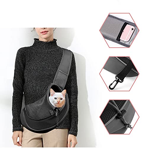  LEFEDA Pet Sling Carrier Backpack Carrier Bag Fit Small Size Cat Dogs Comfortable Breathable Carriers Backpack Sling For Dog Pet Backpack Carrier (Color : Black, Size : Small)