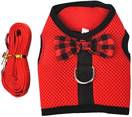  XxiaoTHAWxe Pet Leash Traction Rope, Small Animal Rabbits Hamster Vest Harness Walking Soft Bowknot Mesh Chest Strap For Walking Training Running - Black L