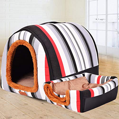  SENERY Stars Pet House PP Cotton Dog Nest Foldable Cat Bed For Small Medium Dogs Striped Travel Kennels Pet Products