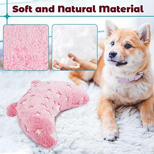  POMESEA Pet Pillow For Dogs, Glow In The Dark Soft Dog Neck Pillow, U-Shaped Pillow For Cat And Dog, Machine Washable Pet Calming Toy, Joint Relief Sleeping Improve For Pets (Pink)