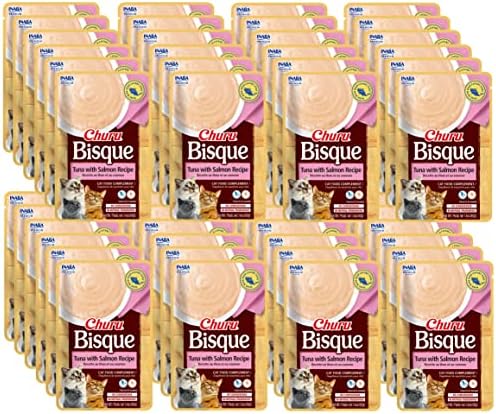  INABA Churu Bisque Lickable Treats For Cats, Creamy Purée Bisque With Vitamin E & Green Tea Extract, 1.4 Ounces Per Pouch, (48 Servings), Chicken With Beef Recipe