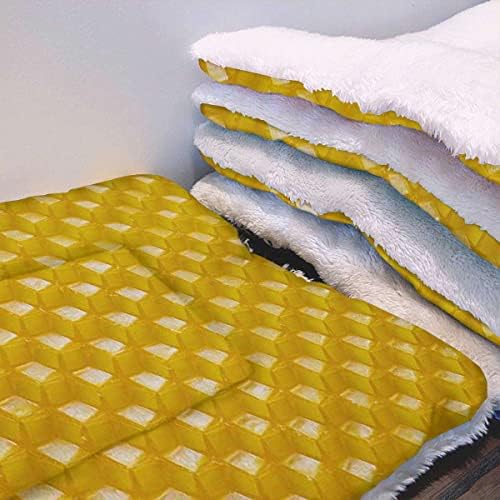 GENERIC Yellow Ultra Soft Thick Flannel Dog Cat Bed Mats Breakfast Food Cartoon Like Image Soft Warm Puppy Blanket Cover Dog Cat Fluffy Fur Blanket Sleep Fast Food Dessert 22" X 28"