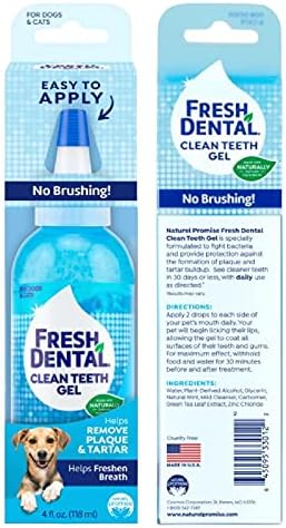  Naturel Promise Fresh Dental Clean Teeth Gel, 4 Fl Oz - Easy To Use Pet Dental Gel That Helps Remove Plaque, Tartar, And Freshen Breath-No Brushing Pet Oral Care For Dog Dental Care, Cat Dental Care