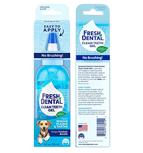  Naturel Promise Fresh Dental Clean Teeth Gel, 4 Fl Oz - Easy To Use Pet Dental Gel That Helps Remove Plaque, Tartar, And Freshen Breath-No Brushing Pet Oral Care For Dog Dental Care, Cat Dental Care