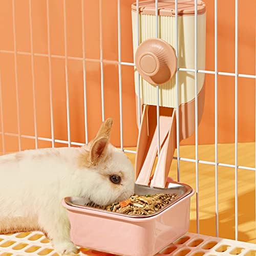  BNOSDM 2 In 1 Rabbit Food Dispenser And Bunny Feeder Bowl Set Rabbit Feeders For Cages Guinea Pig Feeding Dish Pellets For Ferret Chinchilla Hedgehog Small Animals (Green)