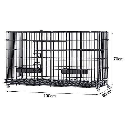  Metal Chicken Coop With 2 Doors And Wheels, Poultry Habitat Cage For Rabbits Cats Dogs