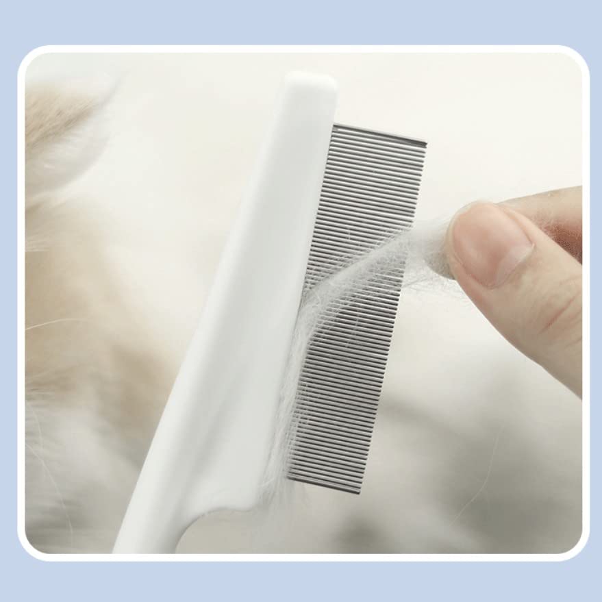  Zentric Pet Comb, Multifunctional Pet Hair Comb Flea And Tear Stain Removal, Dog Lice Comb, Flea Brush For Cats, Fine-Toothed Flea Comb For Long & Short Hair Pet (2 Sets-White)