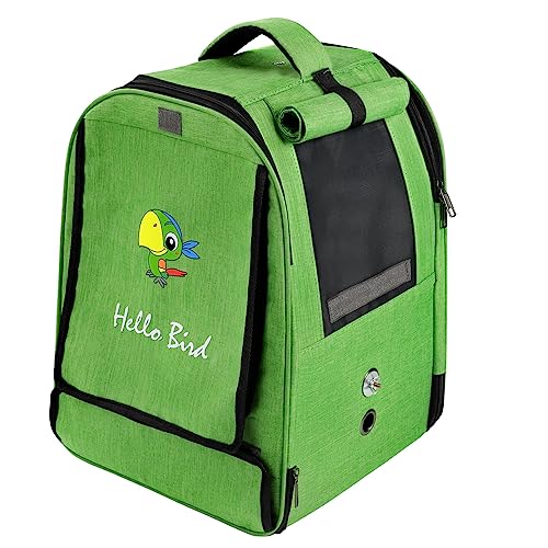  HUMLANJ Large Bird Carrier Backpack, Portable Bird Carrier Travel Cage, Outdoor Breathable Pet Bird Carrier Travel Bag With Standing Perch And Tray For Medium To Large Birds, Parrots