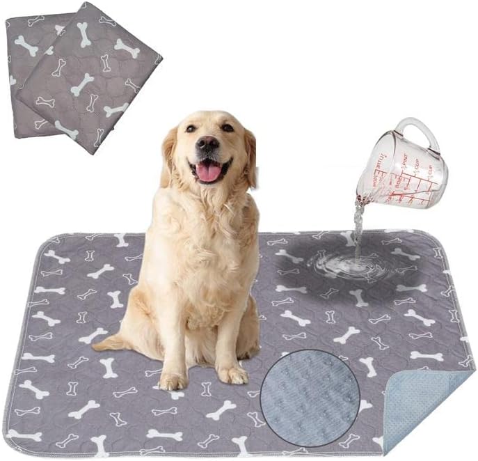  SLPEFA 2 Pack Washable Pee Pads For Dogs Pet Pee Pads 4 Layer Waterproof TPU Cute Reuseable Water Absorption Pet Dog Training Urine Pad Diapers Washable Pee Mat 32 X 36in