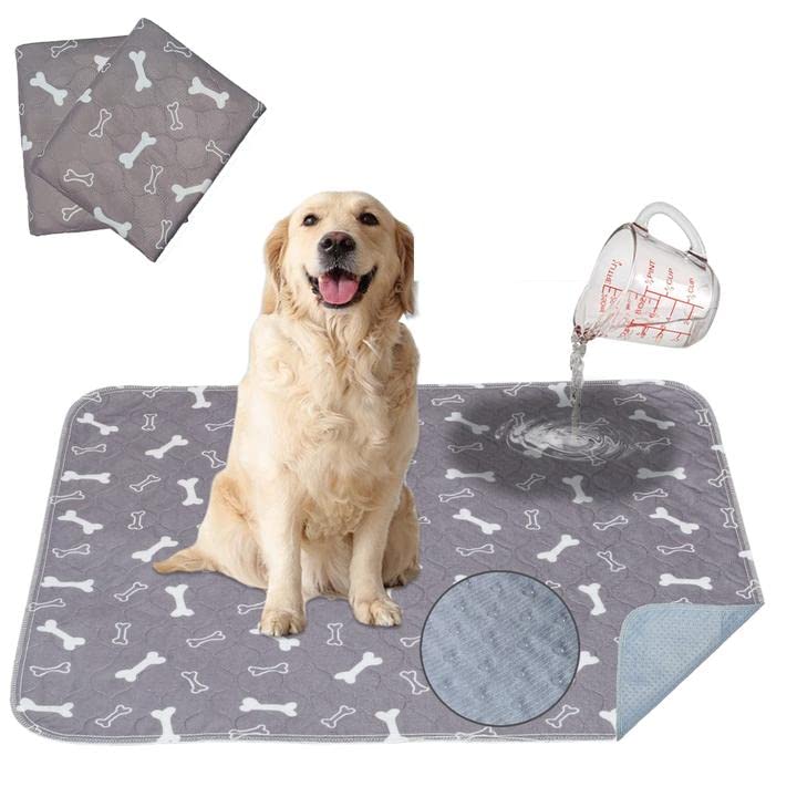  SLPEFA 2 Pack Washable Pee Pads For Dogs Pet Pee Pads 4 Layer Waterproof TPU Cute Reuseable Water Absorption Pet Dog Training Urine Pad Diapers Washable Pee Mat 32 X 36in