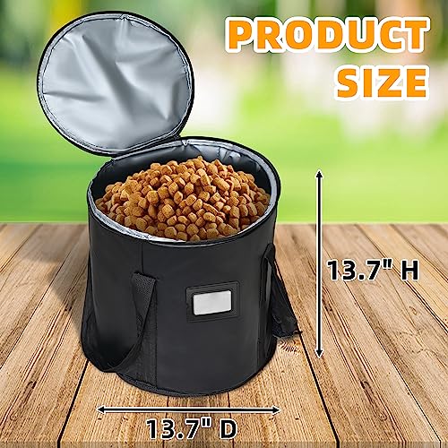  Portable Dog Food Storage Container Bag - Food Container For Pets - Dog Cat Bird And Other Pet Food Storage Bin - Keeps Food Fresh For Camping, Dog Boarding, Weekend Getaways, 13.7"D X 13.7"H