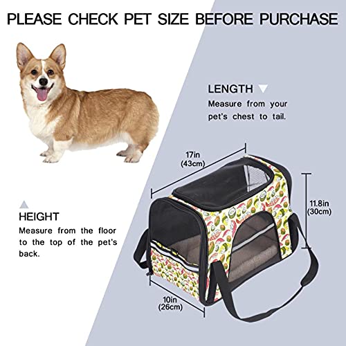  Pet Carrier Cute Sushi Japanese Food Soft-Sided Pet Travel Carriers For Cats,Dogs Puppy Comfort Portable Foldable Pet Bag Airline Approved