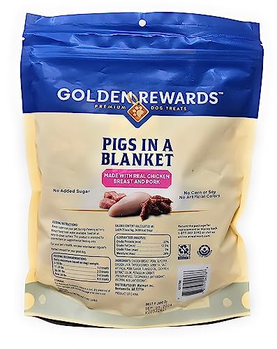 GENERIC Golden Rewards Pigs In A Blanket Chicken Dog Treats 16oz (Pack Of 2) And Tesadorz Resealable Bags