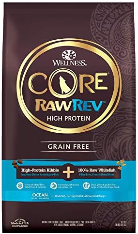  Wellness CORE RawRev Grain-Free Dry Dog Food, Natural Ingredients, Made In USA With Real Freeze-Dried Meat (Adult, Healthy Weight, 4 Lbs)