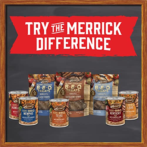  Merrick Dog Jerky, Slow Cooked BBQ Beef Dog Treats, Texas Style Glazed Jerky Strips, Beef Jerky Dog Treats - 10 Oz. Pouch