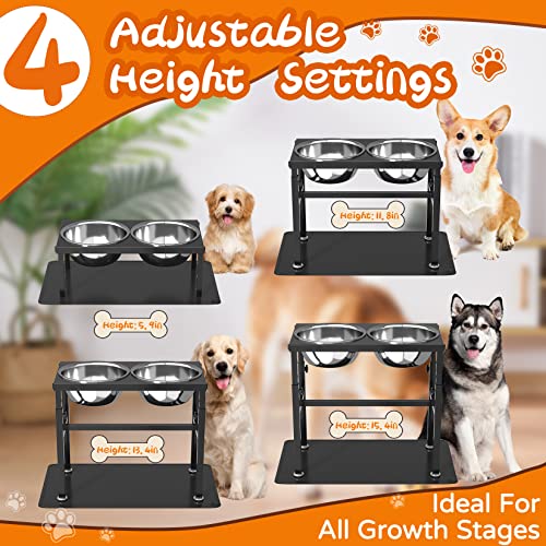  DiroPet Elevated Dog Bowls 4 Height Adjustable Raised Dog Bowl With 2 Stainless Steel Dog Food Bowls,Silicone Placemat,Non-Slip Stand For Large Medium Small Dogs And Pets
