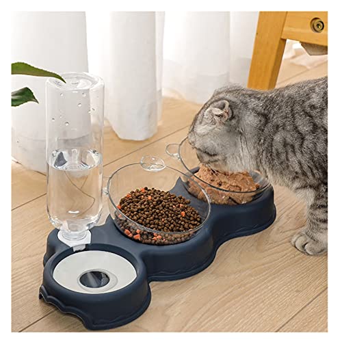  AYENCI Cat Automatic Water, Automatic Feeder Cat Bowl Pet Dog Bowl With Water Fountain Bottle Feed Water Feeder Bowl For Cats Food Feeer Dish Container (Color : Blue)